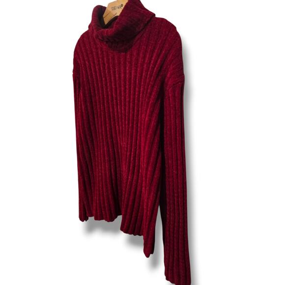 Style & Co Women’s Burgundy Ribbed Turtleneck Sweater Cozy Knit Pullover Size L - Picture 2 of 7